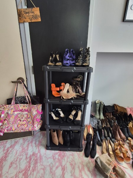 Community clothing closet: hanging garments